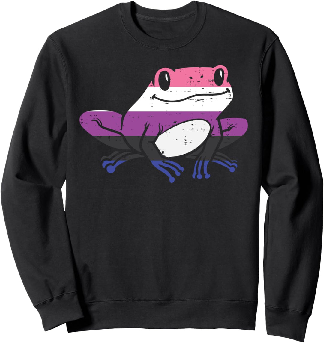 Frog Animal LGBTQ Genderfluid Flag Non-Binary Men Women Sweatshirt