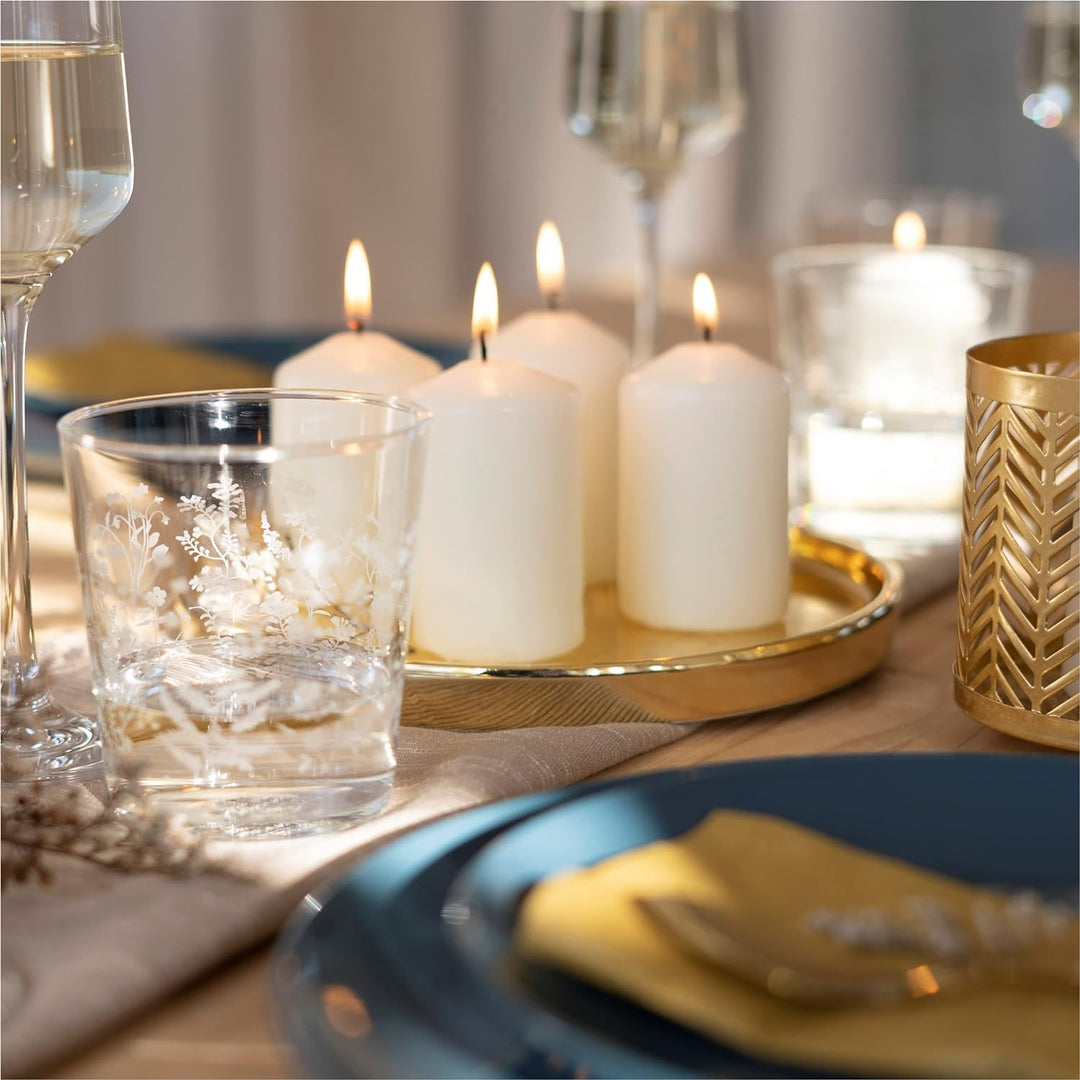 HOFER STUMPENKERZEN 48 x 80 mm – elfenbein, creme, champagner | besonders lange Brenndauer ca. 18 St