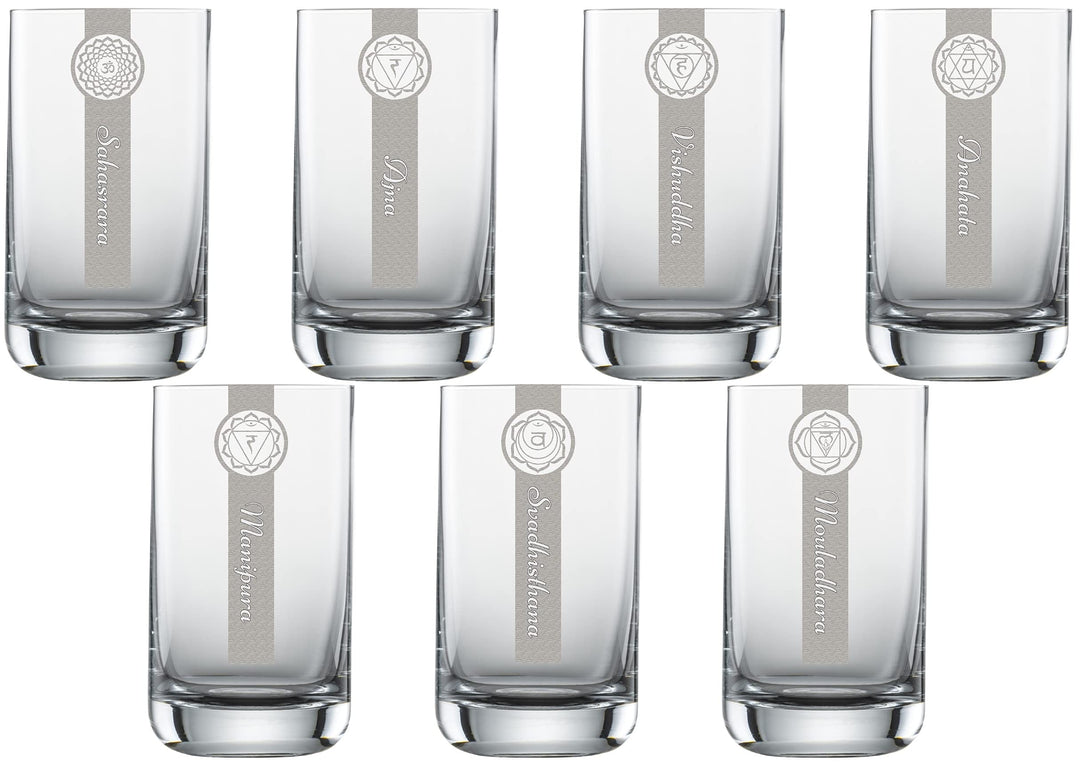 freakulized Chakren Gläser 7er Set 255ml Yoga Meditation & Energie Chakra Cups