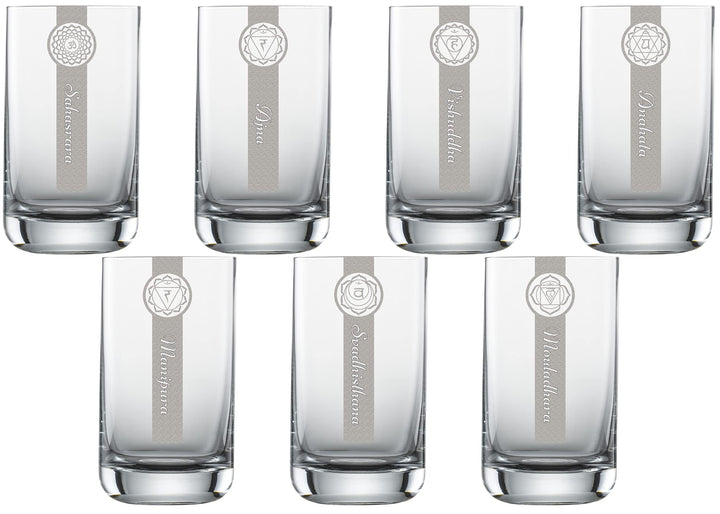 freakulized Chakren Gläser 7er Set 255ml Yoga Meditation & Energie Chakra Cups