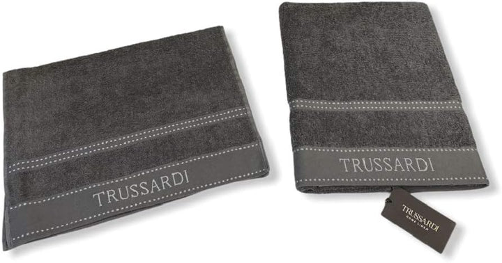 Trussardi Home Linen Paar Handtücher 1 + 1 (1 cm 60 x 110 + 1 cm 40 x 60) Art. Ribbon (Blush (hellro