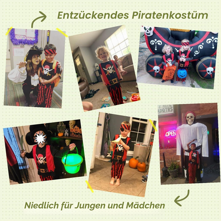 Aufrichtige Partei Piratenkostüm für Kinder, Piraten-Rollenspiel-Kits 8er Komplettset Grösse 110-116