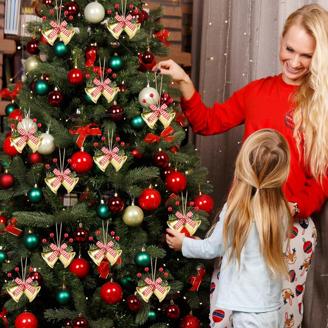 ASTARON 12 Stück Weihnachtsglocken-Ornamente, Weihnachtsbaumschmuck, Glöckchen mit Stechpalmenbeeren