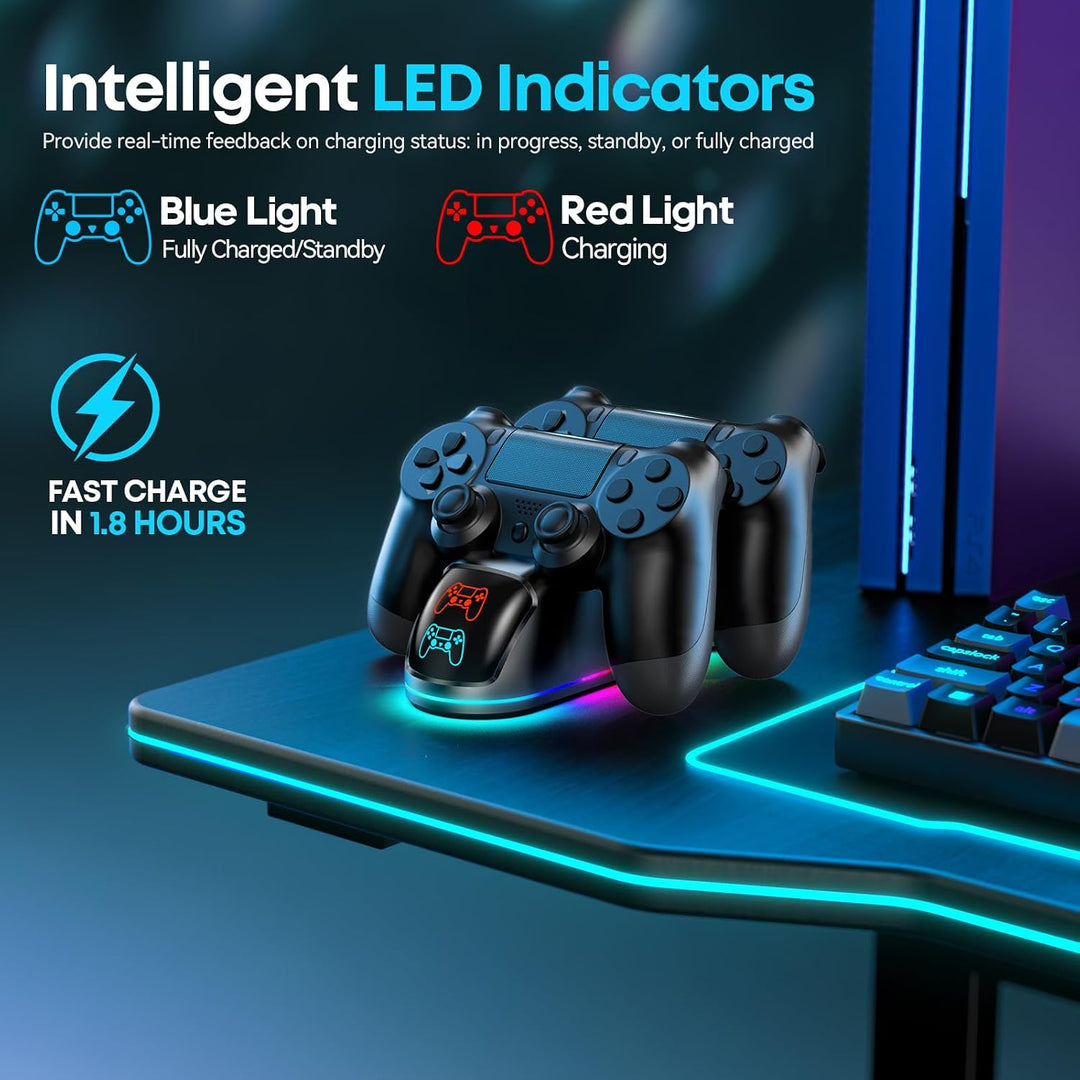 Rysker PS4 Ladegerät für PS4/Slim/Pro DualShock 4 Controller, Dual Schnelle PlayStation 4 Ladestatio