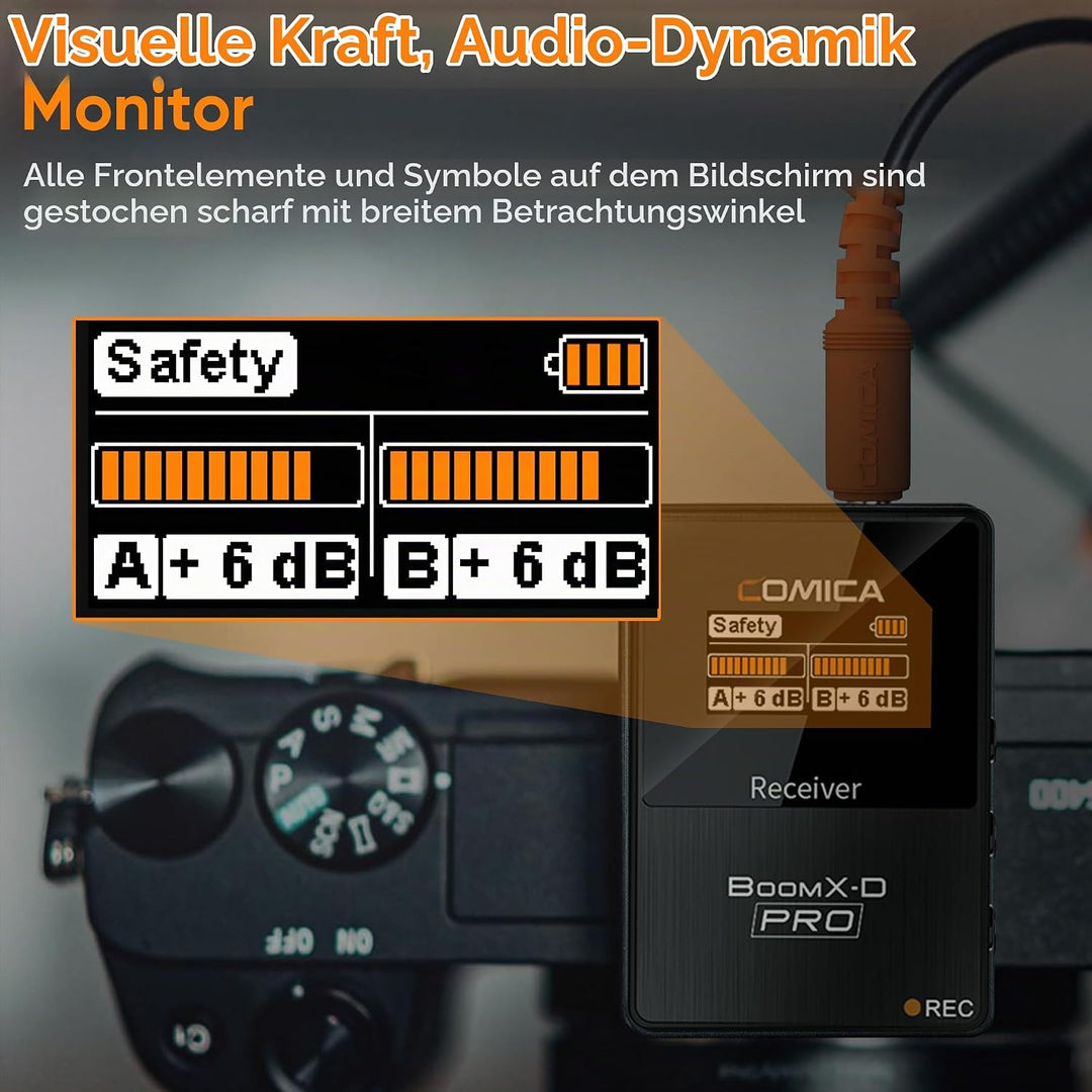 comica BoomX-D2 Pro kabelloses Krawattenmikrofon, 2,4 G, Dual-Kanal, kabelloses Mikrofonsystem mit i