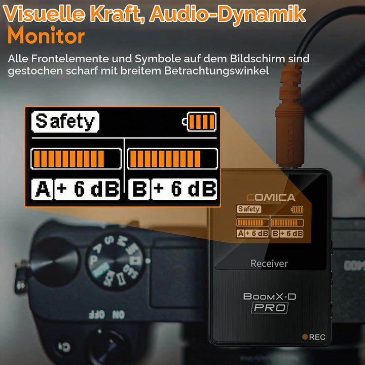 comica BoomX-D2 Pro kabelloses Krawattenmikrofon, 2,4 G, Dual-Kanal, kabelloses Mikrofonsystem mit i