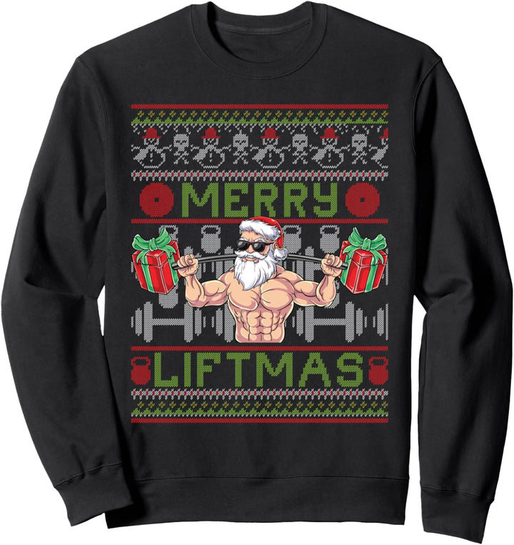 Merry Liftmas Santa Klaus Bodybuilder Weihnachten Fitness Sweatshirt
