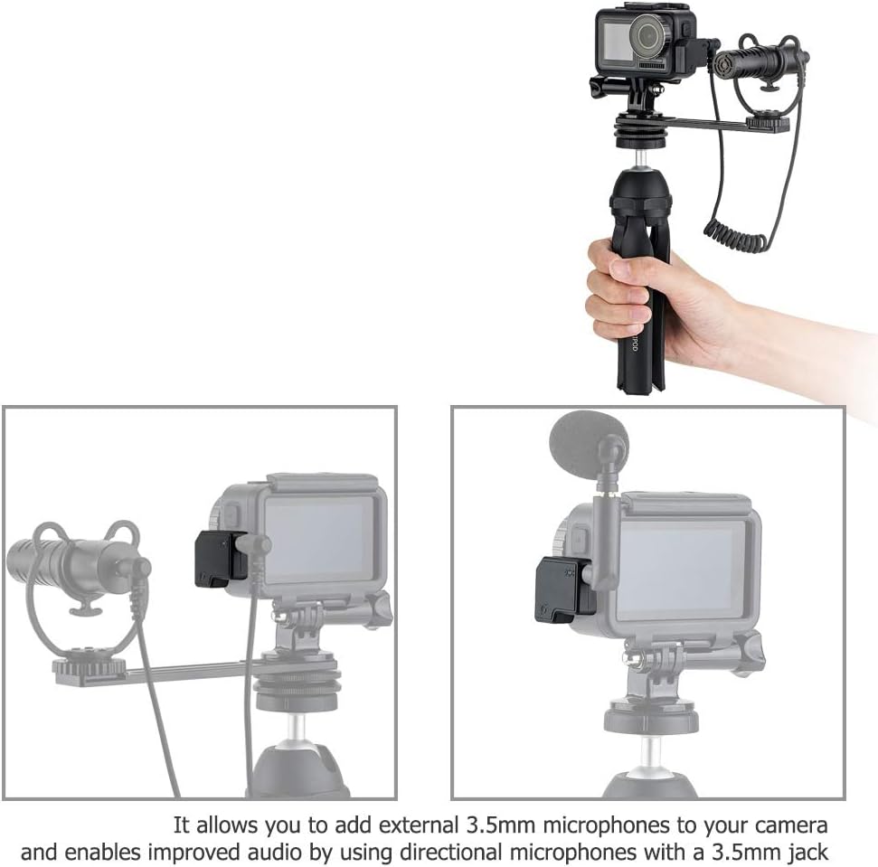 JJC 3,5 mm/USB-C Adapter für DJI Osmo Action Kamera, 3,5mm Mikrofon TRS Stecker für Externes Mikrofo