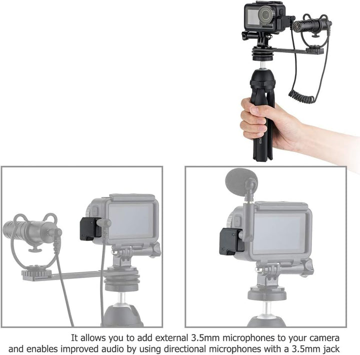 JJC 3,5 mm/USB-C Adapter für DJI Osmo Action Kamera, 3,5mm Mikrofon TRS Stecker für Externes Mikrofo
