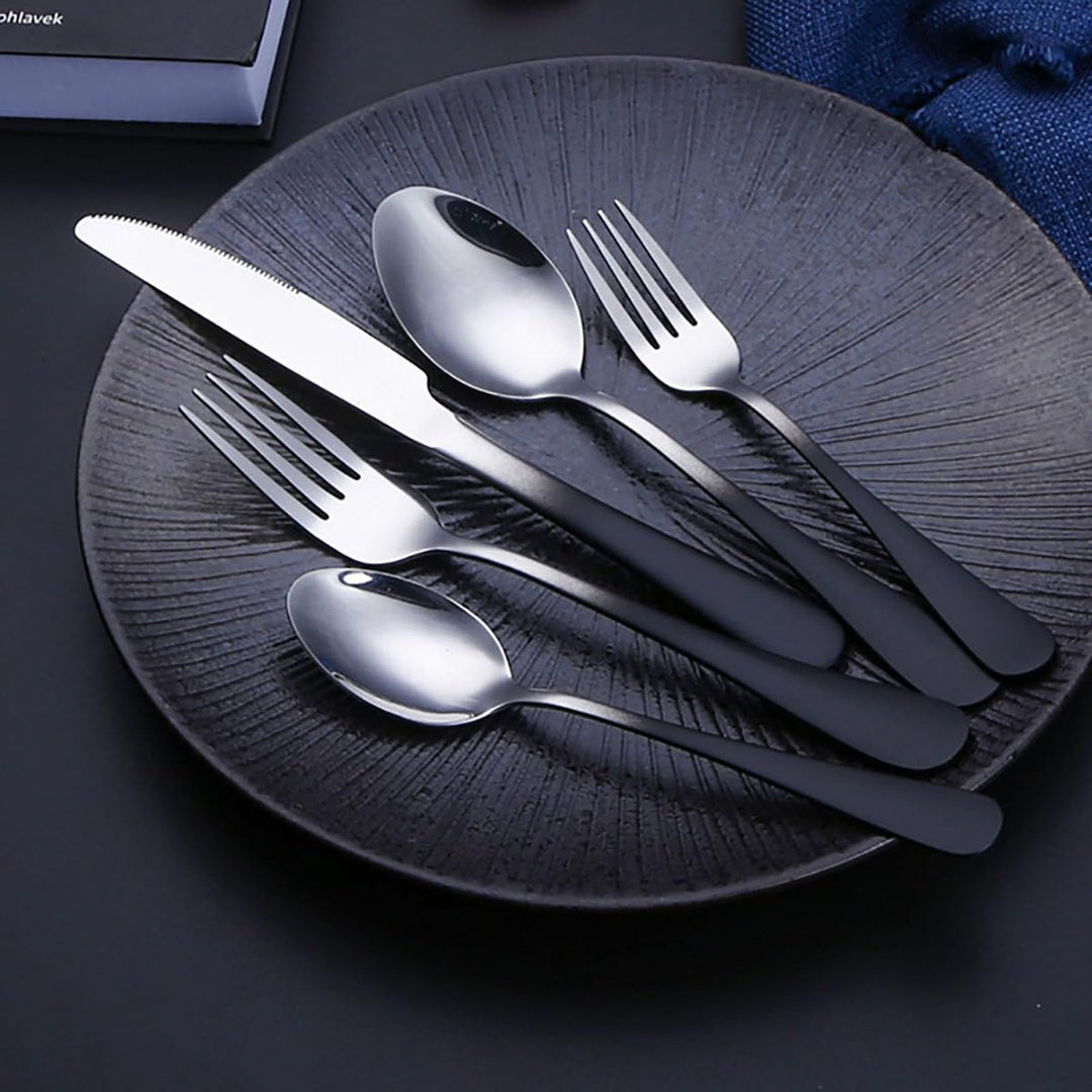 Schwarzer Silber Besteckset mit Farbverlauf Besteck-Sets 50 Stück Edelstahl Service für 10 Langlebig