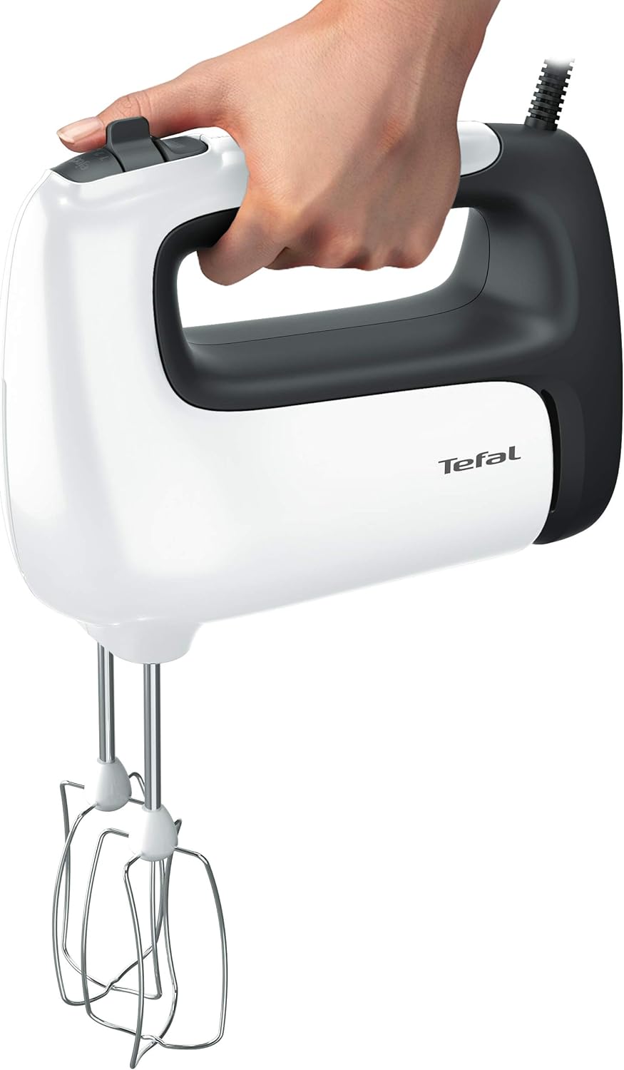 Tefal HT4611 Prep'Mix+ Handmixer | 500 Watt | Schiebeknopf mit 5 Geschwindigkeiten + Turbo | inkl. Z