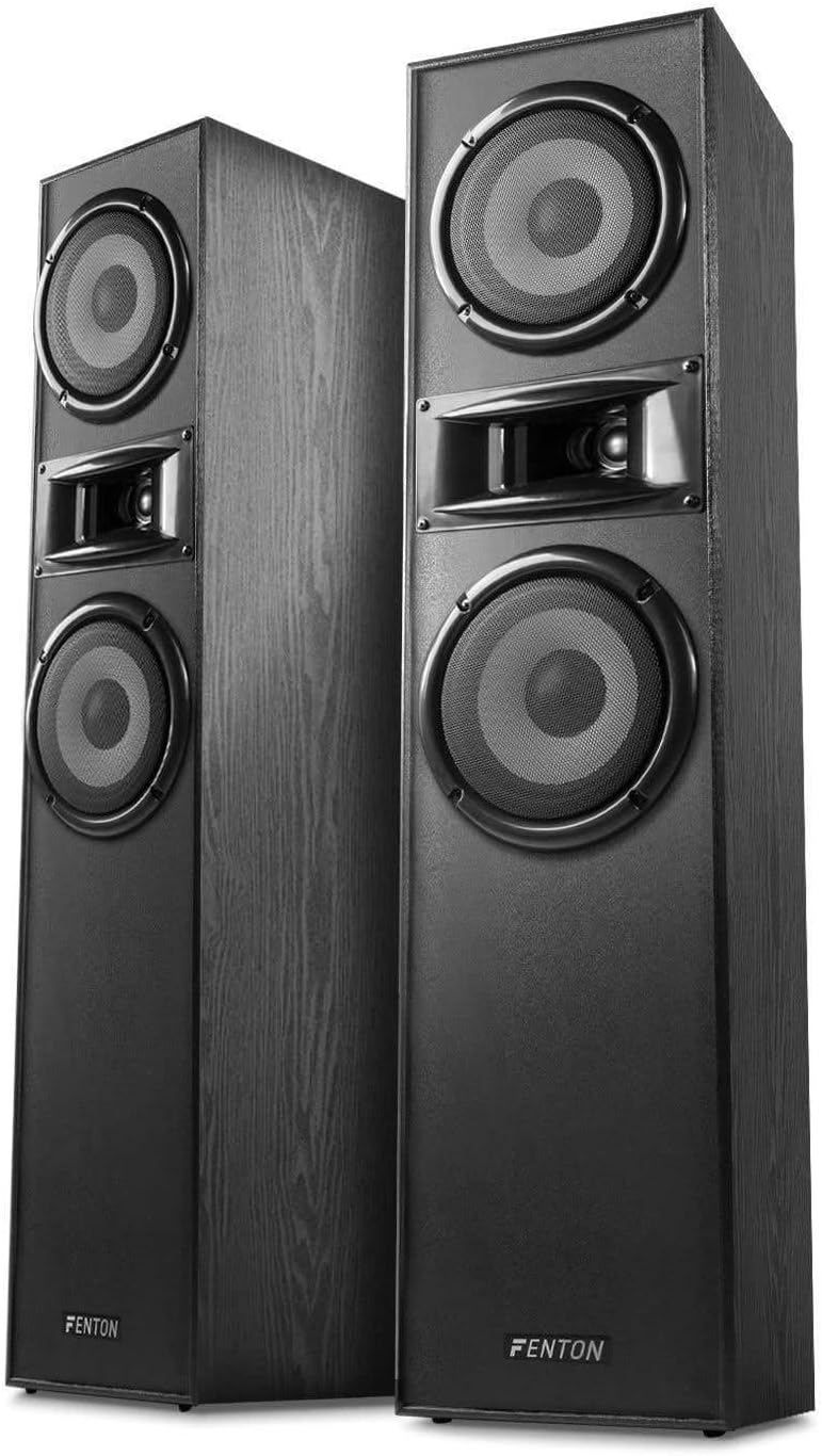 Fenton SHF700B - Standlautsprecher Paar, HiFi Lautsprecher Stereo Set, 400 Watt Standlautsprecher 3-