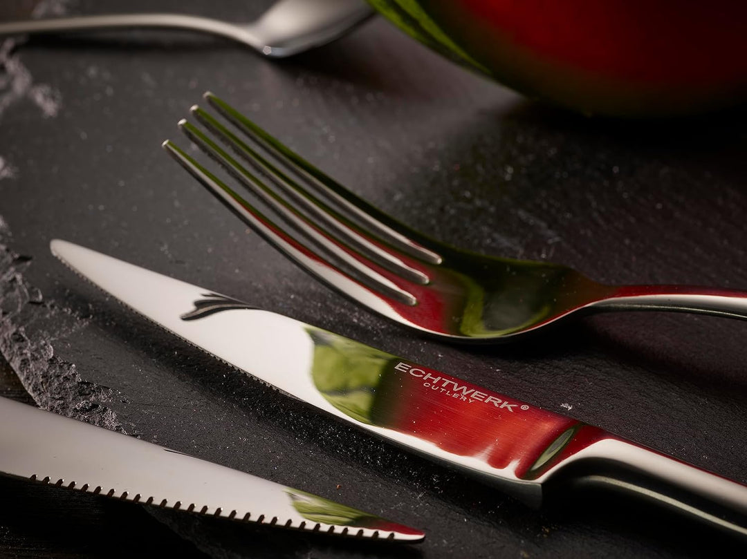 ECHTWERK Tafelbesteck Avelino, Silber Edition, 42-teilig, Essbesteck für bis zu 6 Personen, Edelstah