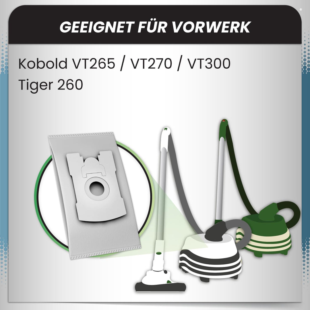McFilter | 20 Staubsaugerbeutel geeignet für Vorwerk Tiger 260, Vorwerk Kobold VT265 VT270 VT300 - V