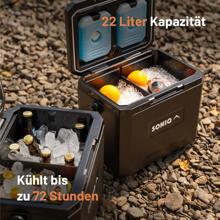 Kühlbox Set ohne Strom mit 2 Kühlakkus und Schneidebrett - Passive Kühlbox mit bis zu 72 Stunden käl