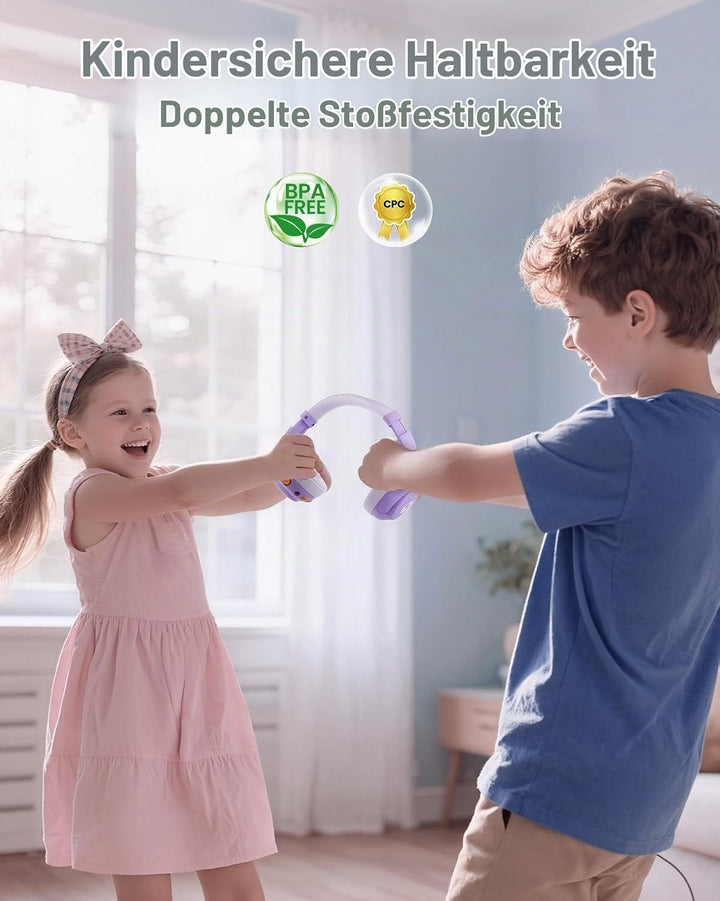 Bluetooth Kopfhörer Kinder, 85dBA Sicheres Volumen, Bluetooth 5.4, BPA Frei/CPC Zertifiziert, 75 Std