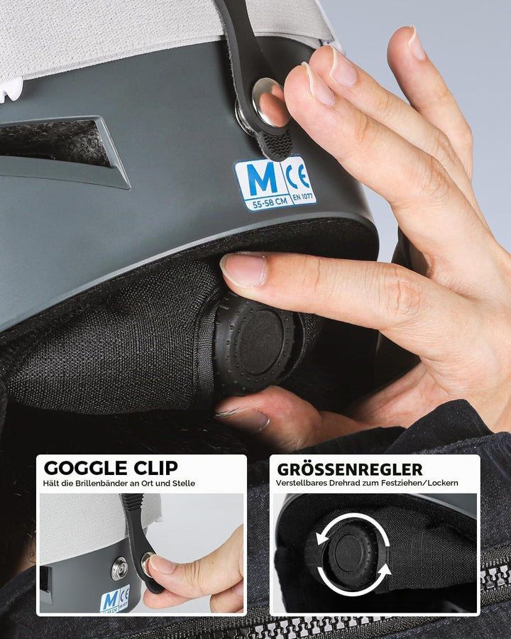 Victgoal Skihelm Herren Damen mit Warme Flusen-Ohrpolster, Gute Belüftung Sicherheits Snowboard Helm