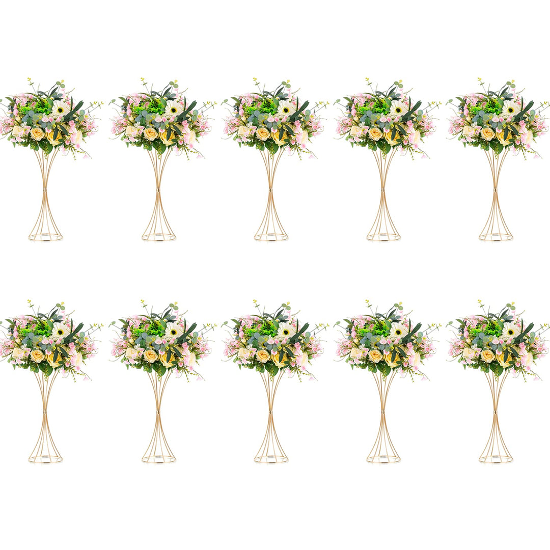 NUPTIO Blumenständer Metall Gold Hochzeit: 10 Stück 50cm Hoch Vase Tischdeko Goldene Blumenvase Trom