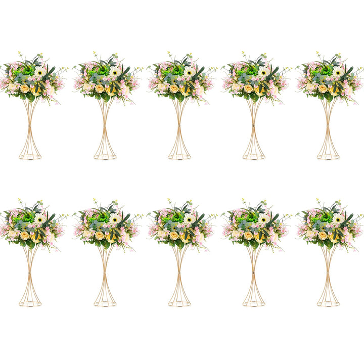 NUPTIO Blumenständer Metall Gold Hochzeit: 10 Stück 50cm Hoch Vase Tischdeko Goldene Blumenvase Trom