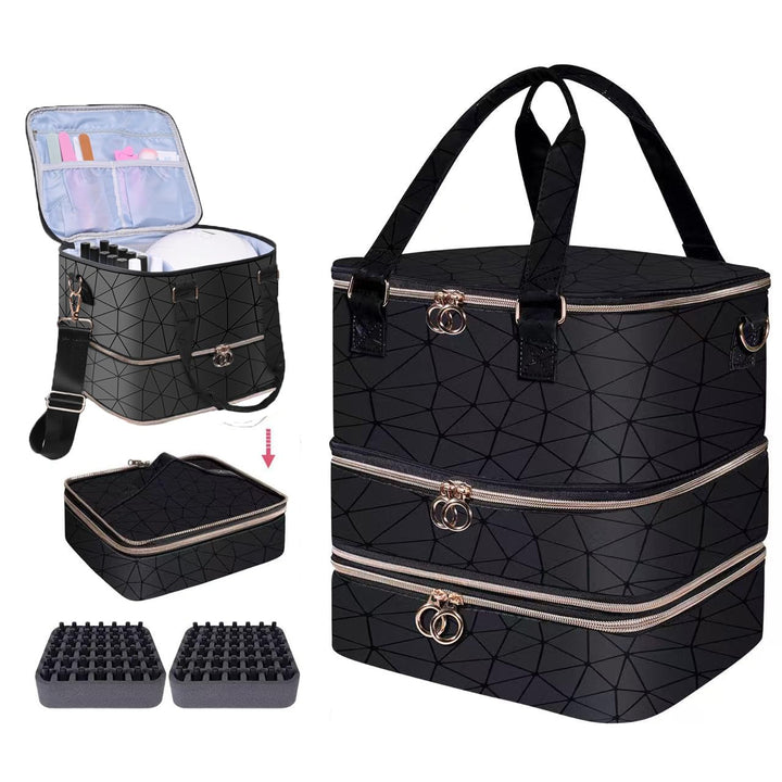 Nagellack Aufbewahrung Make Up Koffer für 84 Nagellackflaschen und 1 LED-Nagellampe,Make Up Organize