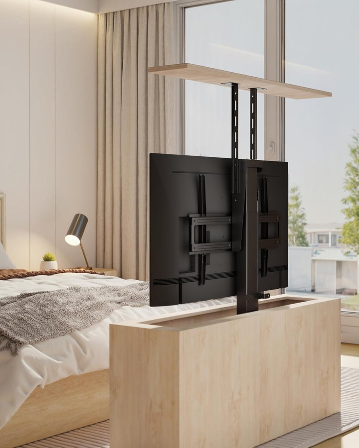 monTEK TV Lift Elektrisch für 43-88 Zoll Fernseher bis 60 kg, Motorisierte TV Halterung mit Funkfern
