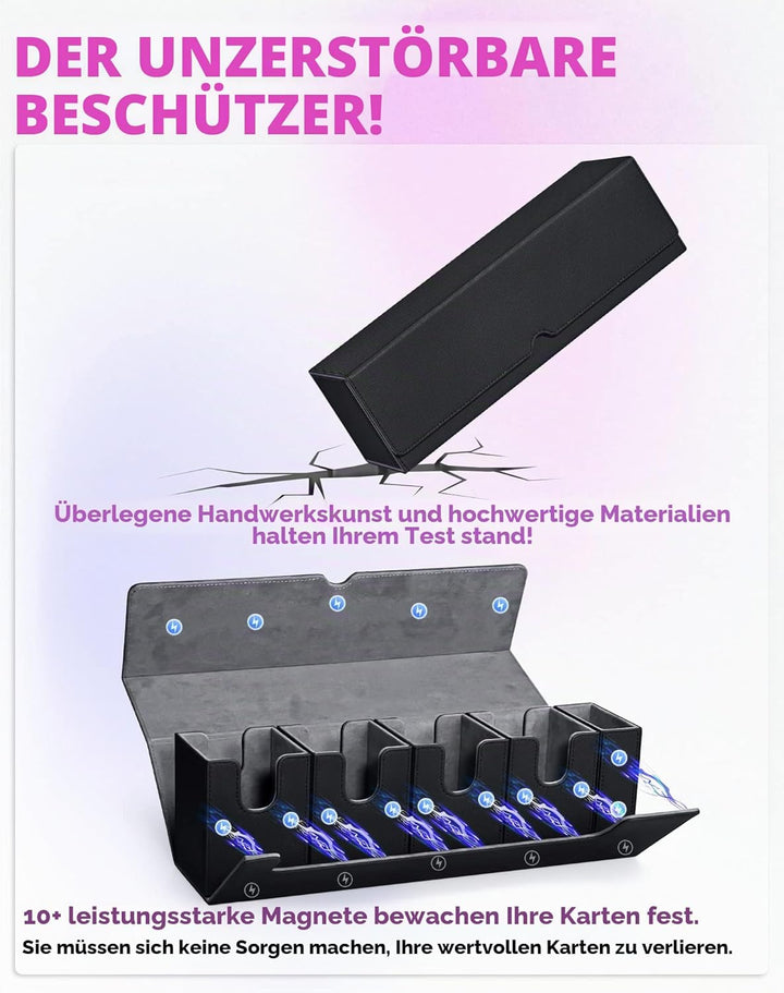 Sammelkarten Box mit Würfelablage für MTG,Premium-Kartenbox mit starkem Magnet zur Aufbewahrung für