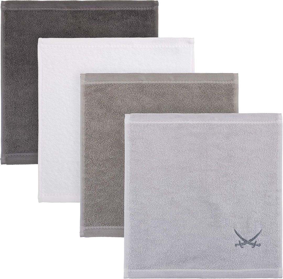 Sansibar Seiftücher 6er Set mit gesticktem Säbel Logo Handtuch Gästetuch 100% Baumwolle 30x30 cm Tau