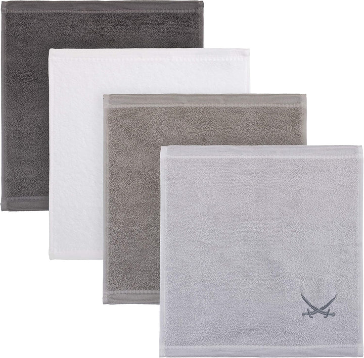 Sansibar Seiftücher 6er Set mit gesticktem Säbel Logo Handtuch Gästetuch 100% Baumwolle 30x30 cm Tau