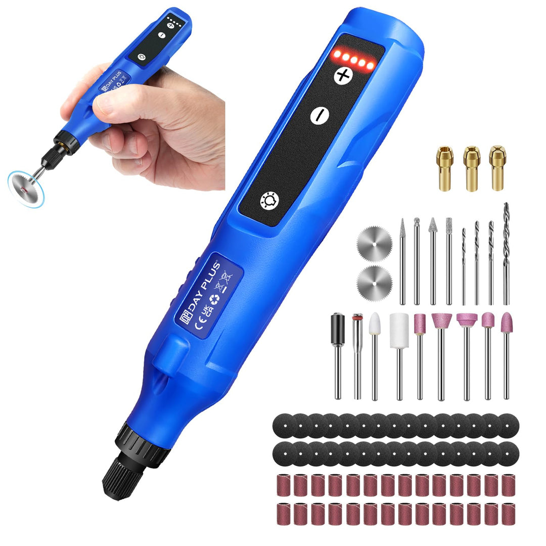 3.7V Multifunktionswerkzeug, 5 Gang Gravierstift (3000-18000rmp), mit 80 Stück Zubehörteilen Akku Ro