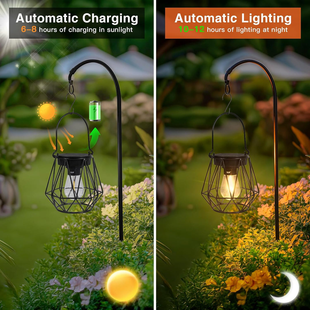 Ketom Solarlampen für Aussen Hängend/Stehend, 2 Stück Retro LED Solar Laternen, IP65 Wasserdicht Met