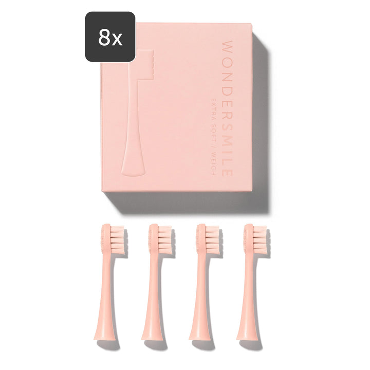 Wondersmile Ersatzbürsten Schallzahnbürste (Soft, Atomic Rose, 8er Pack) - Bürstenköpfe für Wondersm