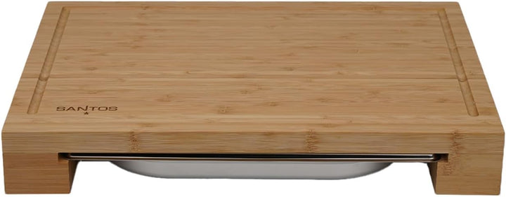 SANTOS Schneidebrett mit Auffangschale - 43x7x28cm - Eiche - formschön & vielseitig - reizvolle Opti