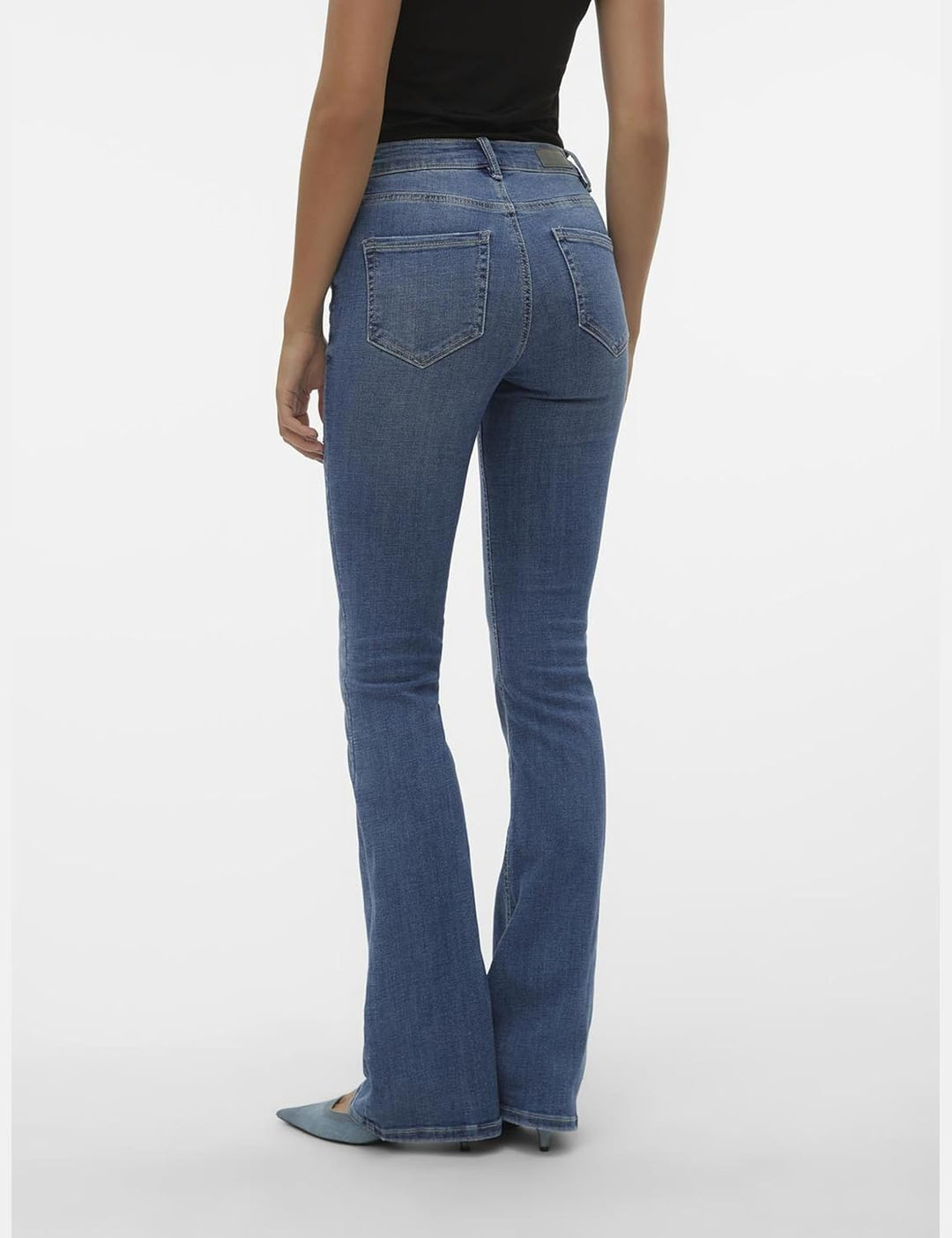 VERO MODA Female Ausgestellt VMFLASH Mid Rise Ausgestellt Jeans XS / 34L Medium Blue Denim, XS / 34L
