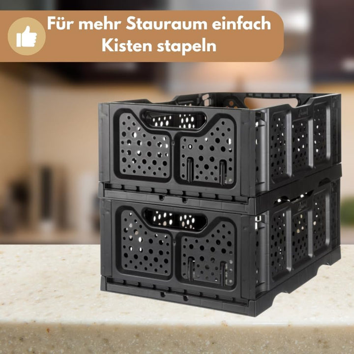 GarPet 2er Set Klappbox Klappkiste Einkaufskorb faltbar Einkaufkiste klappbar Kiste Stapelbox Stabil
