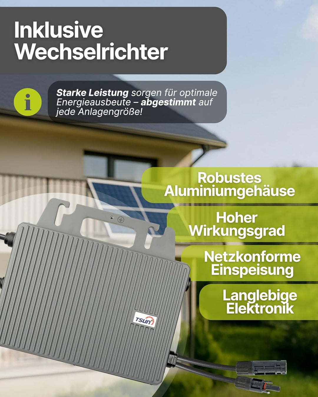 Slim-Line Modul 2er Set mit Wechselrichter Balkonkraftwerk Komplettset PV-Anlage Solaranlage, 2er Se