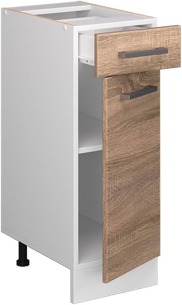 Vicco Küchenunterschrank R-Line, Sonoma/Weiss, 30 cm ohne Arbeitsplatte