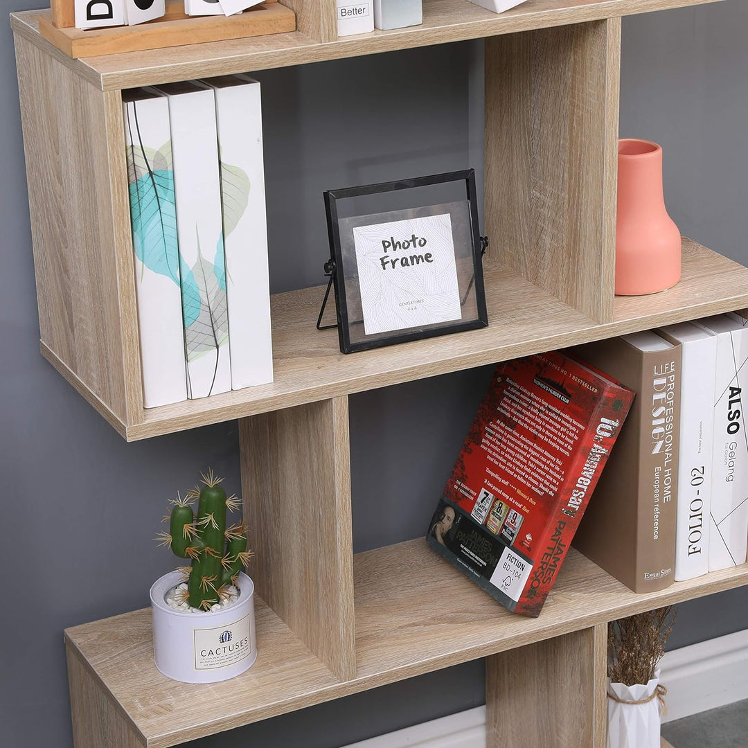 Etnicart - Bücherregal, Farbe Eiche, Büro, modern, doppelseitig, 70x23,5x127,5cm selbsttragend, Würf