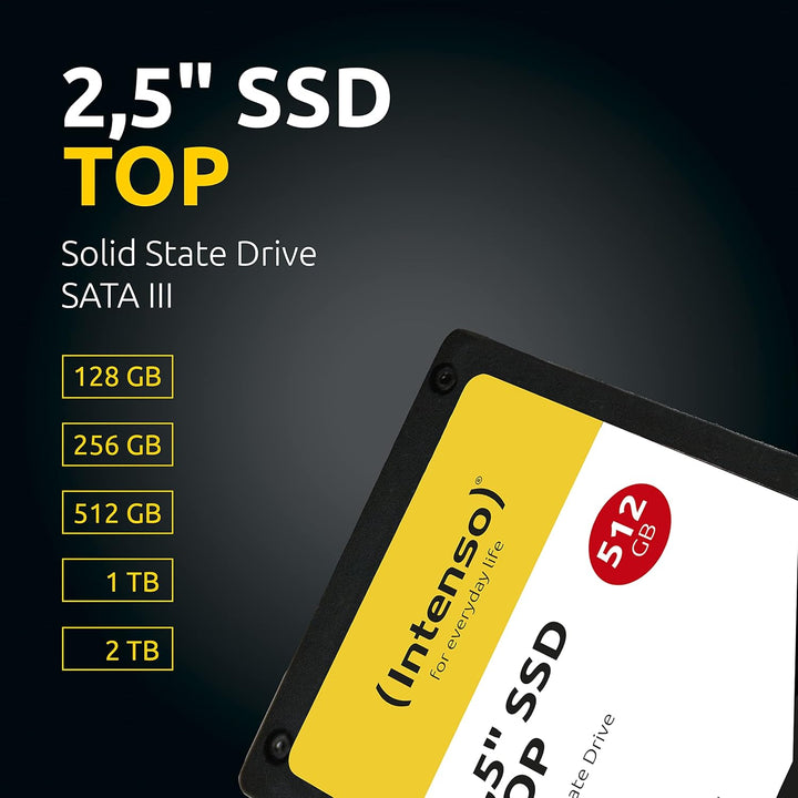 Intenso Interne 2,5" SSD SATA III Top, 1 TB, 550 MB/Sekunden, Schwarz, Festkörper-Laufwerk 1TB Sata