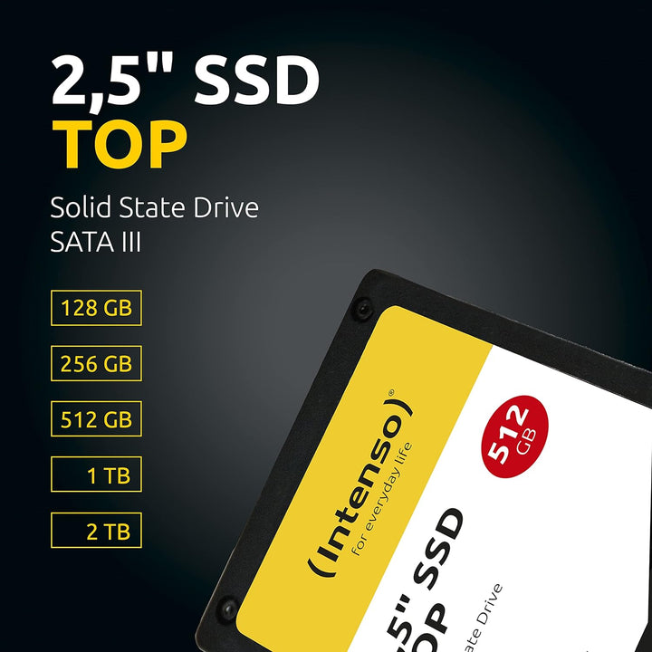 Intenso Interne 2,5" SSD SATA III Top, 512 GB, 550 MB/Sekunden, Schwarz 512GB Sata 2,5", 512GB Sata