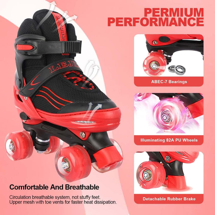 Rollschuhe für Mädchen Jungen Einstellbare Kinder Rollschuhe mit leuchtenden Rädern, Spass Beleuchtu