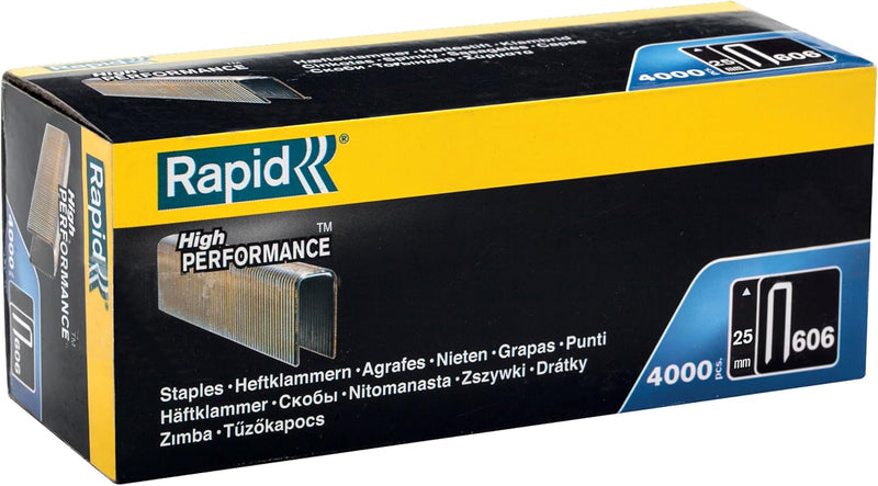 Rapid Tackerklammern Typ 606, 25mm Klammern, 4.000 Stk. Grosspackung, Schmalrückenklammern für Holz