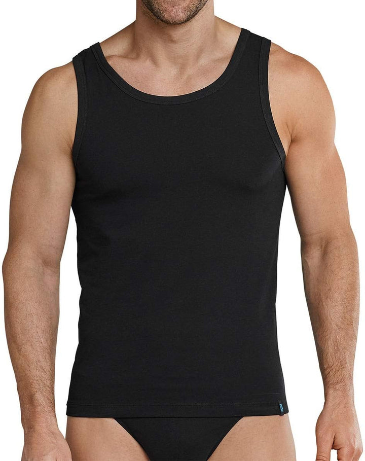 Schiesser Herren Achsel Shirt 95/5 2er Pack Farbe:Schwarz 000 L Schwarz, L Schwarz