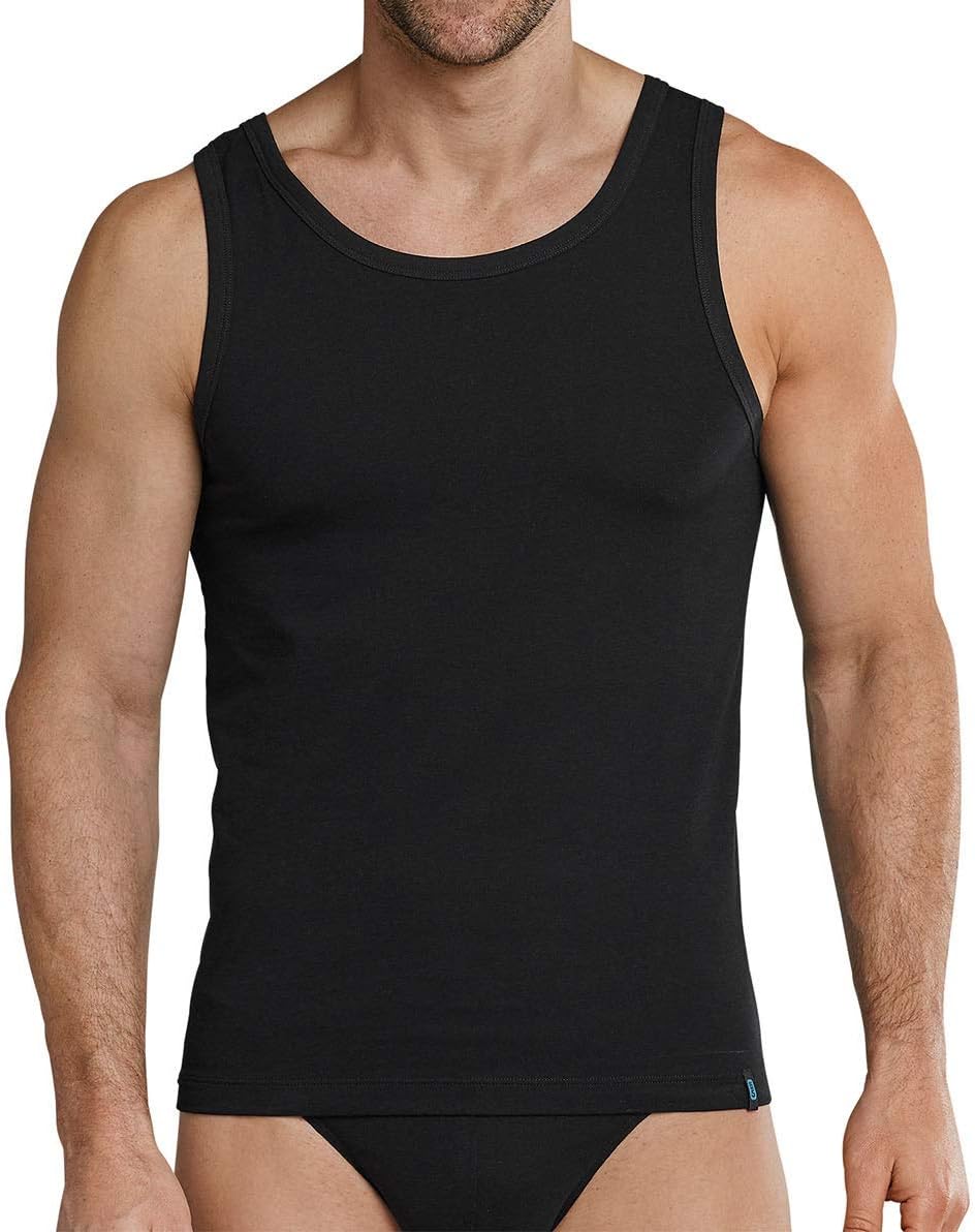 Schiesser Herren Achsel Shirt 95/5 2er Pack Farbe:Schwarz 000 M Schwarz, M Schwarz