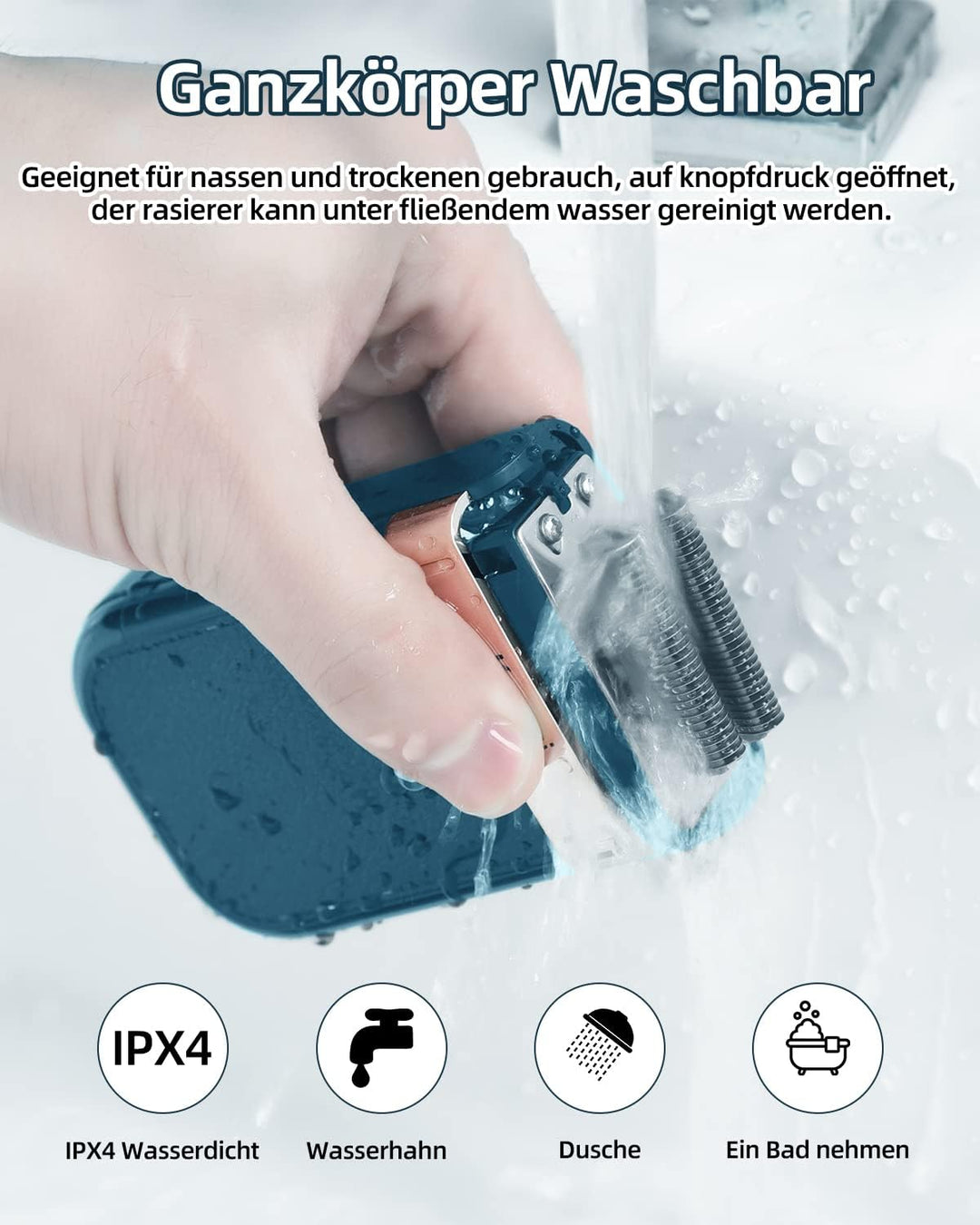 CkeyiN Elektrorasierer Herren, Rasierer Elektrisch, Rasierapparat Blau,Präzisionstrimmer,Barber Shav