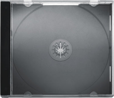 ENERGMiX CD Jewelcase/CD Hüllen/CD Leer Hüllen für 1 CD/DVD, transparent, Tray schwarz (10mm) 100 St