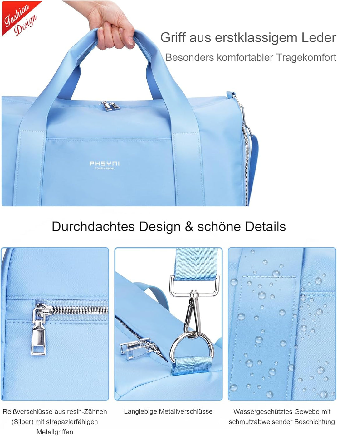 Sporttasche Reisetasche für Damen und Herren,wasserdichte Handgepäcktasche,Trainingstasche für Reise