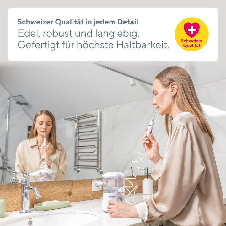 B.Well Swiss PRO-922 Stationäre Munddusche, Standgerät mit 10 Bedienmodi, 7 Düsen mit 360°-Rotation,