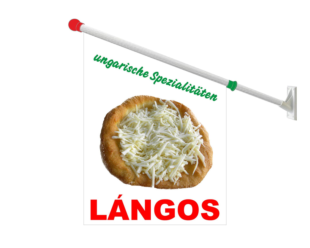 Werbeflagge, Werbefahne - Crepes, Zuckerwatte, gebrannte Mandeln - Ideal für Jahrmarkt, Kirmes, Stad