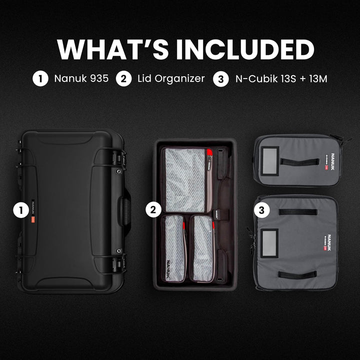 NANUK 935 Pro Foto mit N-Cubik - Wasserdichter Reisekamera-Hartschalenkoffer mit 13S & 13M N-Cubik E