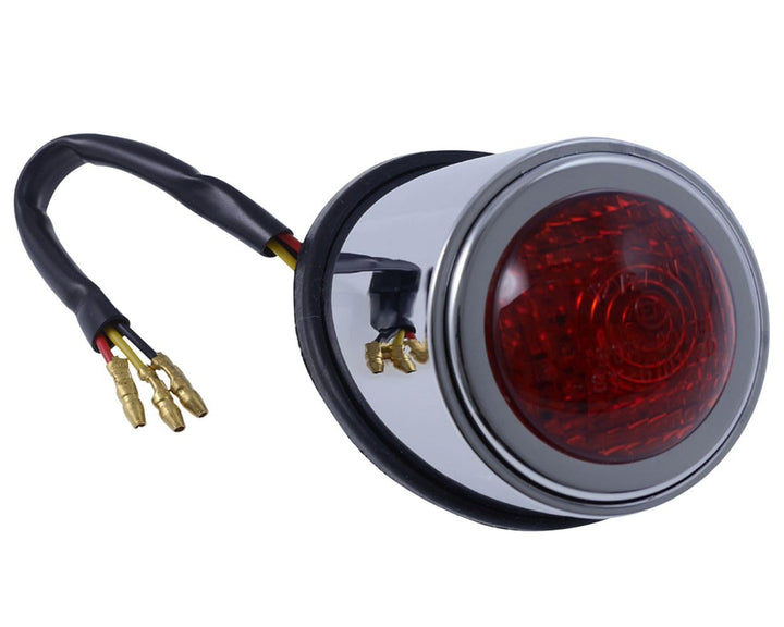 Rücklicht LED OLD SCHOOL TYP1, Motorrad, chrom, rotes Glas